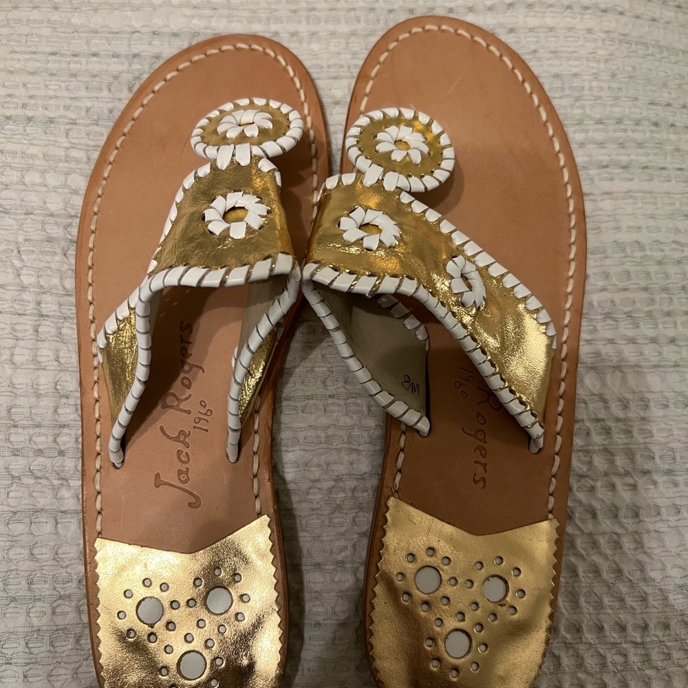 Jack Rogers Women's Gold and White Sandals